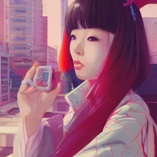 Prompt: 1 9 8 0 s japanese girl in a city pop city, hyper detailed, 8 k, trending, in artstation, digital painting, studio quality, cryengine, character design, smooth, sharp focus