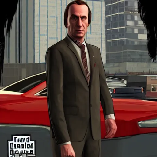 Image similar to saul goodman as a grand theft auto 5 character