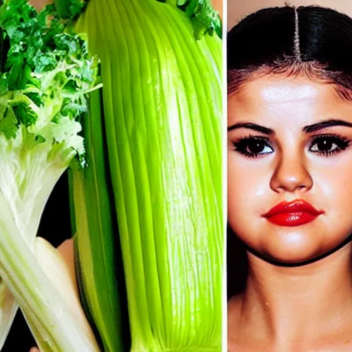 Image similar to selena gomez as celery monster