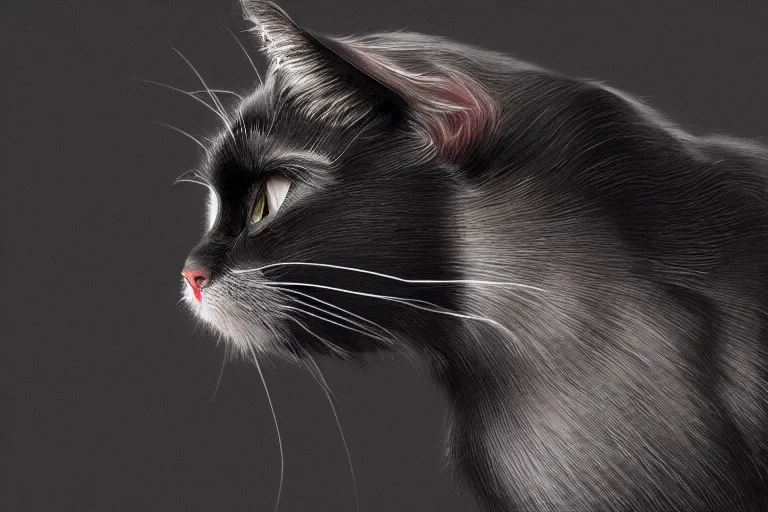 Image similar to portrait of a black cat, white background, studio lighting, photorealistic, octane, Unreal Engine, finalRender, concept art, digital illustration, artstation, artstation hq, hd, 4k resolution