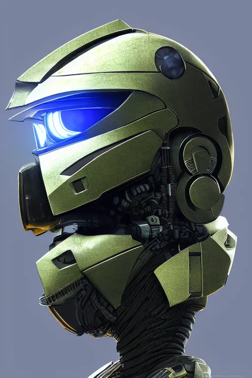 Image similar to robot ninja mask helmet halo master chief radiating a glowing aura global illumination ray tracing hdr fanart arstation by ian pesty and katarzyna da „ bek - chmiel