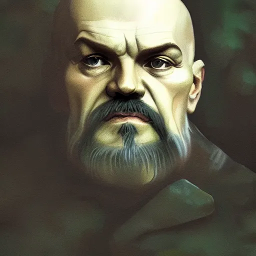 Prompt: photo of davy jones vladimir lenin face in the forest, highly detailed, digital painting, artstation, smooth, sharp focus, illustration, art by artgerm and greg rutkowski and alphonse mucha