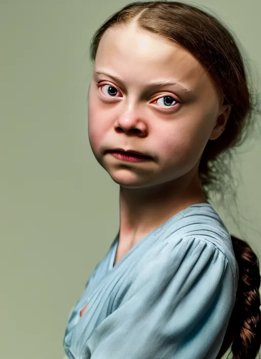 Prompt: closeup portrait of greta thunberg gil elvgren style, depth of field, zeiss lens, detailed, symmetrical, centered, fashion photoshoot, by Annie Leibovitz and Steve McCurry, David Lazar, Jimmy Nelsson, Breathtaking, 8k resolution, extremely detailed, beautiful, establishing shot, artistic, hyperrealistic, beautiful face, octane render