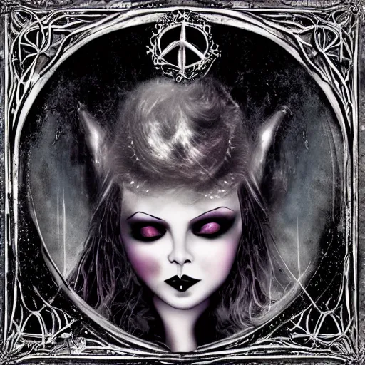 Prompt: gothic cinderella, heavy metal album cover