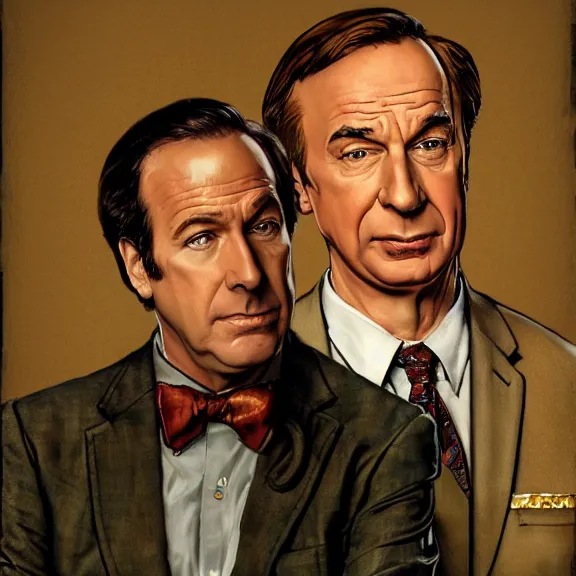 Image similar to portrait of saul goodman in the style of norman rockwell, official promo art