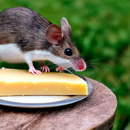 Image similar to mouse eating a giant piece of cheese