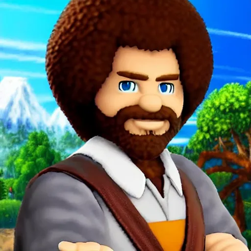 Image similar to Bob Ross character reveal for Super Smash bros ultimate