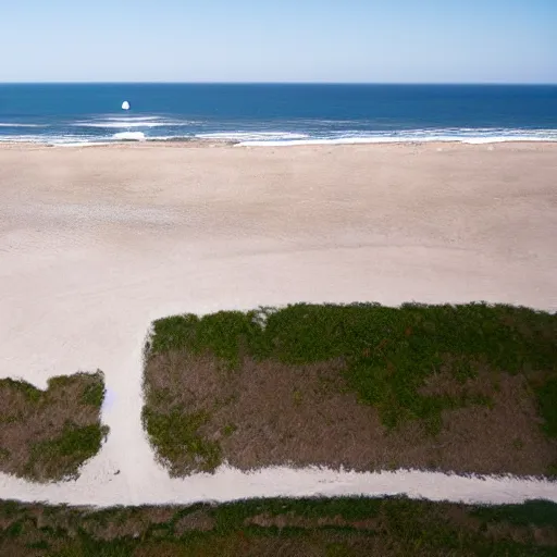 Prompt: an empty beach, seen from above