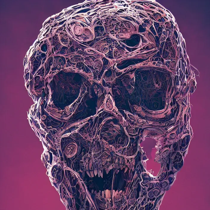 Prompt: portrait of Ryan Reynolds as a skeleton. intricate abstract. intricate artwork. nightmare fuel. by Tooth Wu, wlop, beeple, dan mumford. octane render, trending on artstation, greg rutkowski very coherent symmetrical artwork. cinematic, hyper realism, high detail, octane render, 8k, iridescent accents