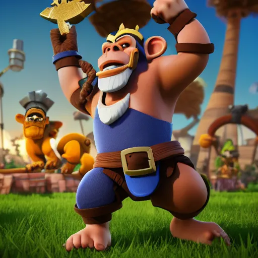 Prompt: royale monkey, clash royale, concept art, octane render, unreal engine 5, highly detailed, high quality, 8 k, soft lighting, realistic face, path traced