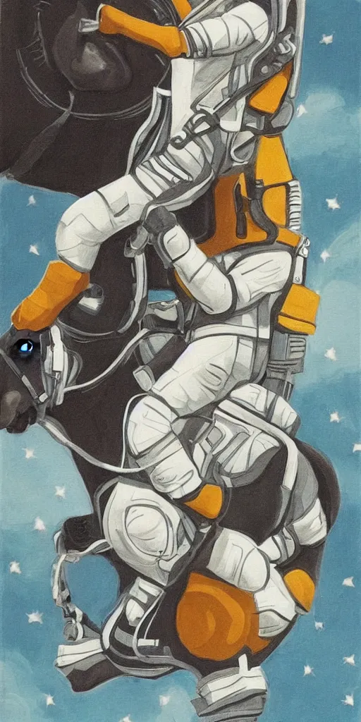 Image similar to astronaut riding horse, upside down mirror