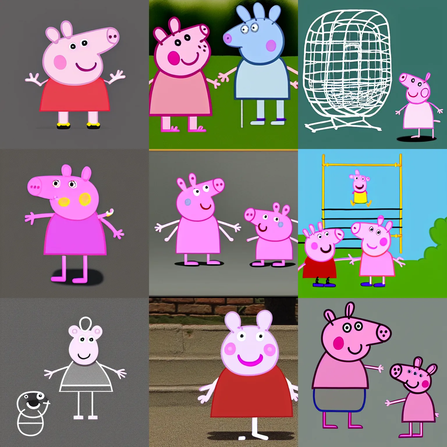 Prompt: peppa pig wireframe