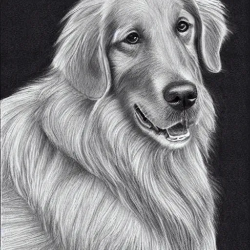 Image similar to beautiful pencil drawing of a golden retriever with karim benzema - - width 1 0 2 4