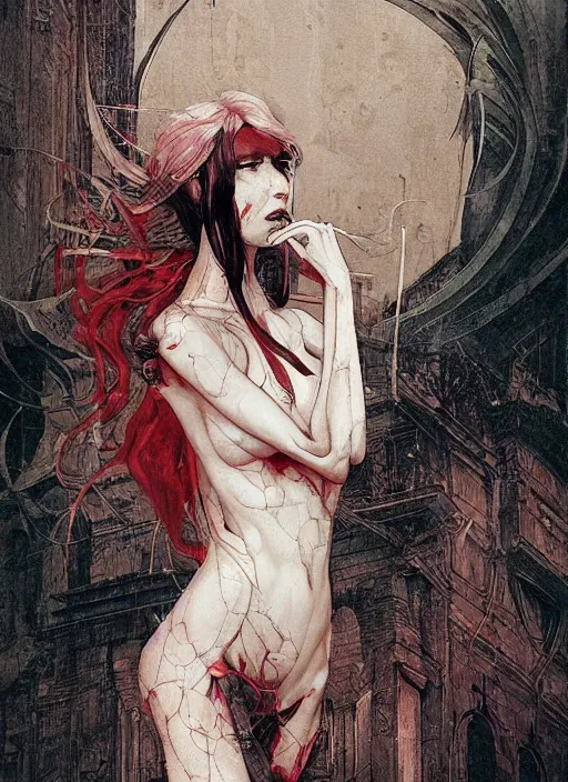 Image similar to demon, eun emerging from renaissance italy into a cyberpunk mutiversal realm by conrad roset, nicola samuri, dino valls, m. w. kaluta, jakub rebelka, rule of thirds, seductive look, beautiful
