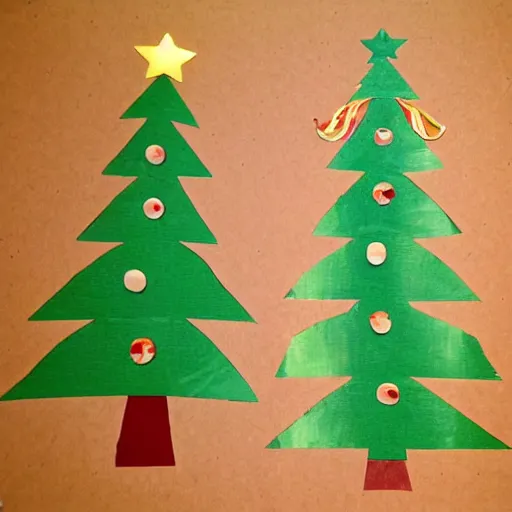 Prompt: christmas tree. paperboard style art