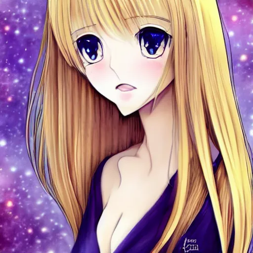 Prompt: blonde anime girl portrait, detailed, very pretty and cute face, anime style