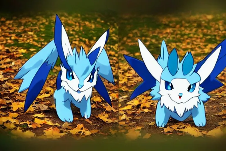 Prompt: real life glaceon pokemon, cute!!!, heroic!!!, adorable!!!, playful!!!, fluffly!!!, happy!!!, cheeky!!!, mischievous!!!, ultra realistic!!!, autumn, clear weather, golden hour, sharp focus