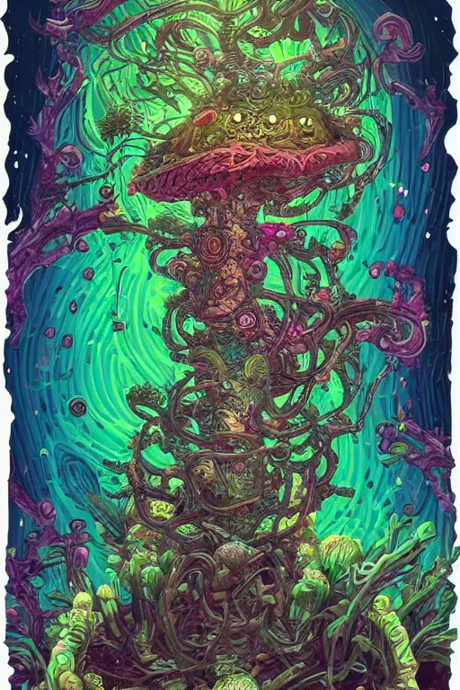 Image similar to creature sushi roots cactus elemental flush of force nature micro world fluo light deepdream a wild amazing steampunk baroque ancient alien creature, intricate detail, colorful digital painting that looks like it is from borderlands and by feng zhu and loish and laurie greasley, victo ngai, andreas rocha, john harris