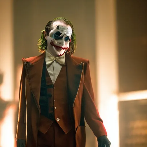 Image similar to stunning awe inspiring ( robin williams ) as the joker 8 k hdr movie still atmospheric lighting