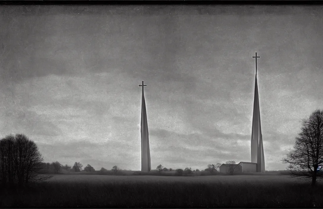 Prompt: suffolk landscape reflection of the hills actually impossible helicopter spotlight in this church interior, vertical lines suggest spirituality, rising beyond human reach toward the heavens. by katushiro otomo intact flawless ambrotype from 4 k criterion collection remastered cinematography gory horror film, ominous lighting, evil theme wow photo realistic postprocessing flicker of flame painting by claude gellee