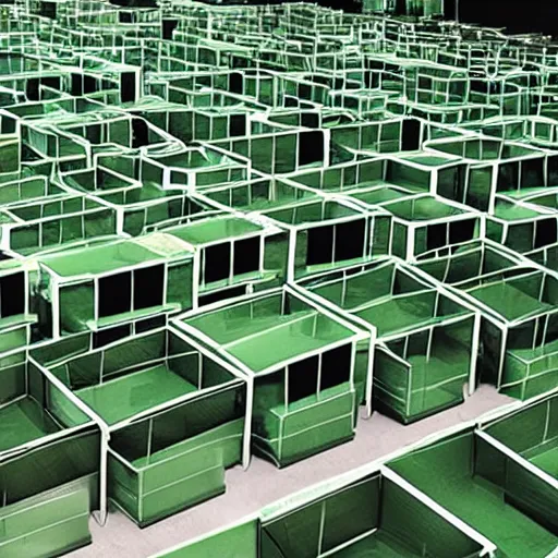 Image similar to a picture of a warehouse full of boxes with green square outlines over each one