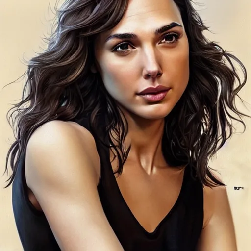 Image similar to gal gadot in the style of stefan kostic, realistic, full body, sharp focus, 8 k high definition, insanely detailed, intricate, elegant, art by stanley lau and artgerm