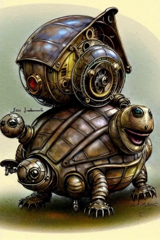 Image similar to (((((1950s steampunk turtle robot house . muted colors.))))) by Jean-Baptiste Monge !!!!!!!!!!!!!!!!!!!!!!!!!!!