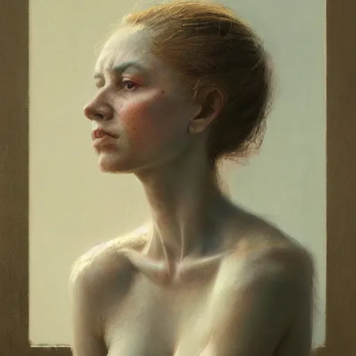 Prompt: A portrait of a woman, art by Greg Rutkowski and Zdzisław Beksiński