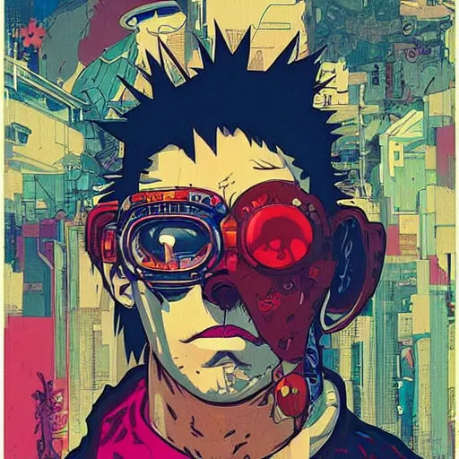 Image similar to cyberpunk clown cyborg portrait, illustration, pop art, splash painting, art by geof darrow, ashley wood, alphonse mucha, makoto shinkai