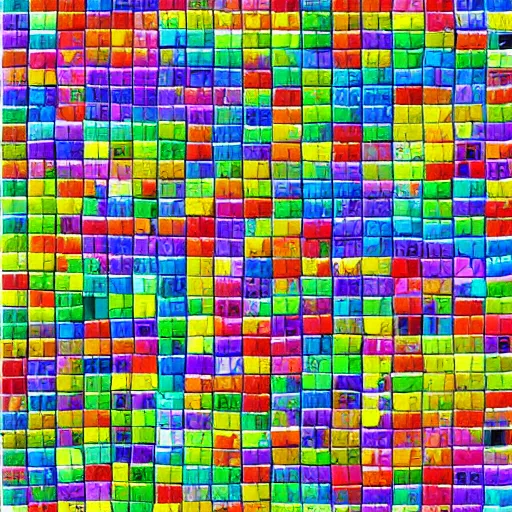 Image similar to a rectange packed with 5000 individually colored rectanges, highly detailed