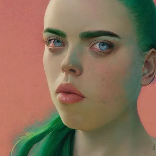 Prompt: 4k headshot of thicc Billie Eilish from Macfarlane comics, killing with green fire by Craig Mullins, ilya kuvshinov, krenz cushart, epic , artgerm trending on artstation by Edward Hopper and Dan Mumford and WLOP and Rutkovsky, beksinski carl spitzweg moebius and tuomas kocar, intricate artwork by caravaggio, Unreal Engine 5, Lumen, Nanite , 4K headshot of godlike clown with defined arms and open hands and bloody clothes with giant mandala wings , intricate face , flawless anime cel animation by Kentaro Miura, psychedelic , highly detailed upper body , professionally post-processed , beautiful, scary, symmetry accurate features, epic, octane rendered, anime masterpiece, accurate