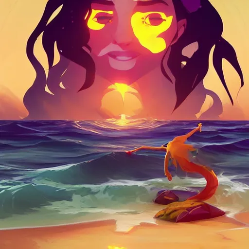 Image similar to painting mermaid treasure on sea of thieves game avatar hero smooth face median photoshop filter cutout vector, behance hd by jesper ejsing, by rhads, makoto shinkai and lois van baarle, ilya kuvshinov, rossdraws global illumination