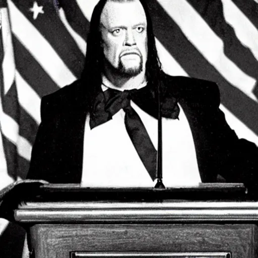 Image similar to Photo of The Undertaker as President of the USA giving a presidential address