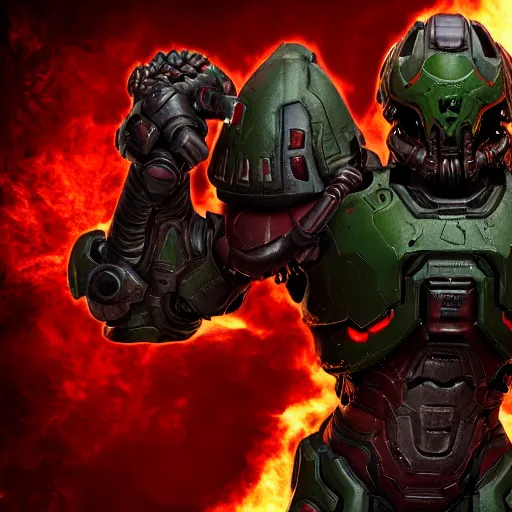 Image similar to doom slayer from doom eternal, photography