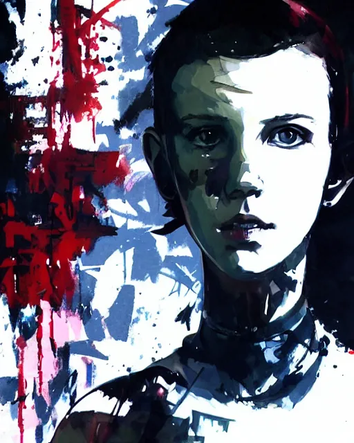 Prompt: epic portrait of millie bobby brown by yoji shinkawa