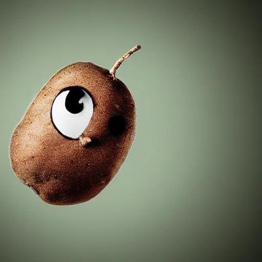 Prompt: a flying potato with eyes