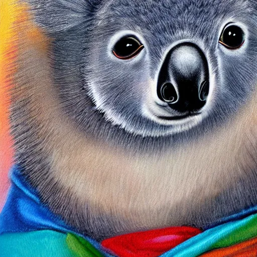 Image similar to cute fuzzy hybrid animal cross between koala and kangaroo colorful furry detailed painting 4 k