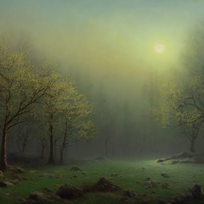 Image similar to a beautiful painting of spring at chernobyl by ivan aivazovsky and zdzisław beksinski and rene magritte and greg rutkowski and james gurney, in style of digital art. hyper detailed, sharp focus, soft light. octane render. maya. ray tracing. trending on artstation