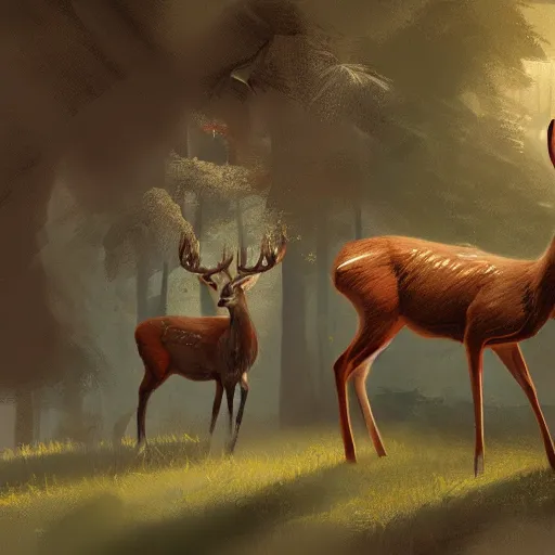 Prompt: deer digital art in the style of greg rutkowski and craig mullins, 4 k