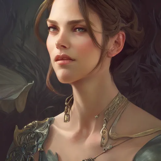 Image similar to Brent Young portrait of an Alyx Vance, D&D, fantasy, intricate, elegant, highly detailed, digital painting, artstation, concept art, smooth, sharp focus, illustration, art by artgerm and greg rutkowski and alphonse mucha