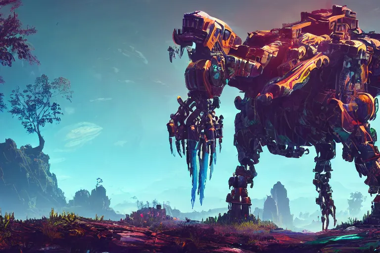 Image similar to tideripper machine mecanical creature robot of horizon forbidden west horizon zero dawn bioluminiscence global illumination ray tracing hdr fanart arstation by ian pesty and alena aenami artworks in 4 k