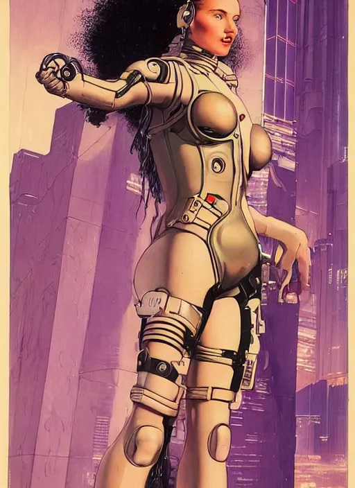 Prompt: cyberpunk goddess of ai in tactical harness and jumpsuit. portrait by stonehouse and mœbius and will eisner and gil elvgren and pixar. realistic proportions. dystopian. cyberpunk 2 0 7 7, apex, blade runner 2 0 4 9 concept art. cel shading. attractive face. thick lines.