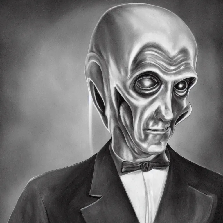 Prompt: A sinister classical gray space alien, official white house portrait