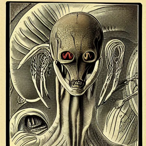Prompt: “ a 1 9 th century illustration of alien anatomy, highly detailed ”