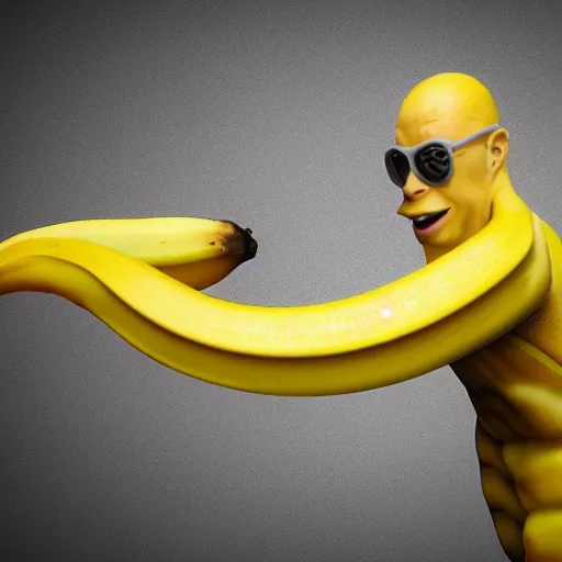 Image similar to banana man as a real person, photorealistic, cinematic