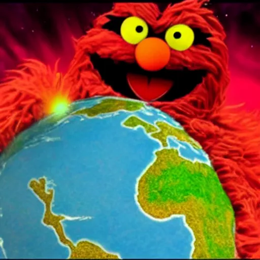 Image similar to a planet that looks like elmo