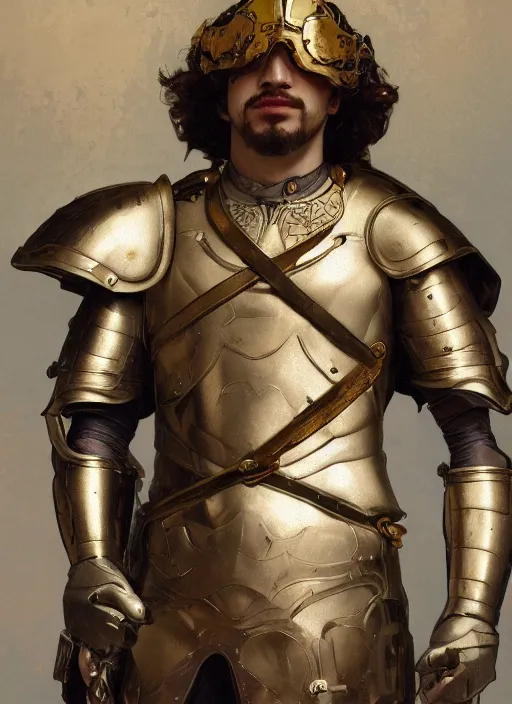 Prompt: Sam Hyde wearing a luxurious suit of Roman armor, posing, sigma male, portrait art by alphonse mucha and greg rutkowski, highly detailed, digital painting, concept art, illustration, dim lighting with twilight rays of sunlight, trending on artstation, very detailed, smooth, sharp focus, octane render, close up