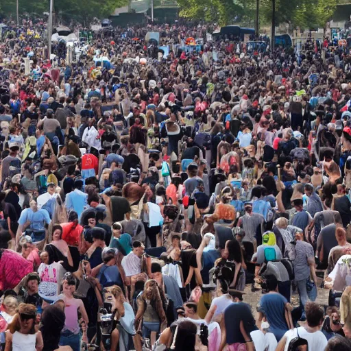 Image similar to huge crowd being forcefully relocated by evil robots, cinematic