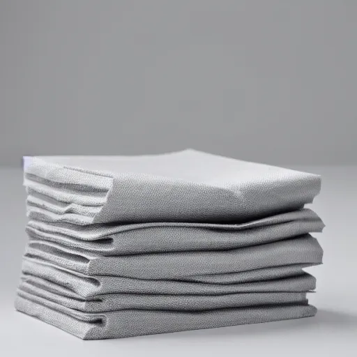 Image similar to stack of 4 light grey napkins, product photography, professional lighting