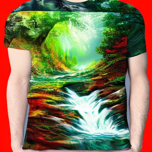 Image similar to Breathtaking nature inspired digital art tshirt trending on redbubble, masterpiece, closeup detailed thumbnail of design